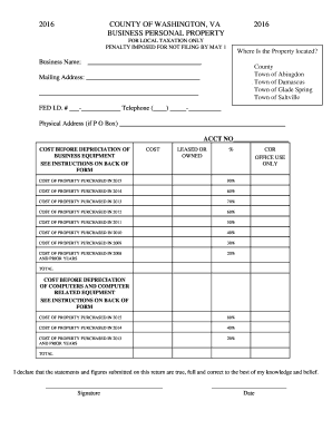 Washington County Business Personal Property Tax Form
