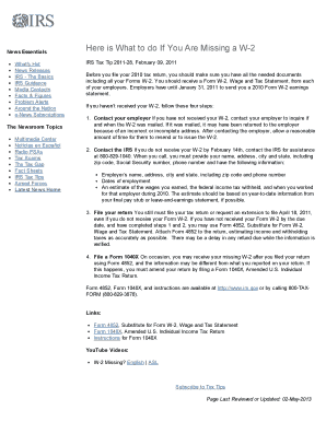 IRS Guidance on Missing W-2 Forms
