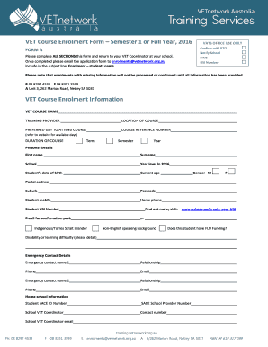 VET Course Enrolment Form