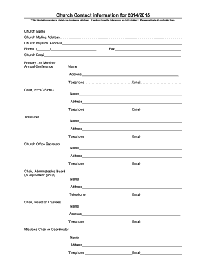 Church Contact Information Form