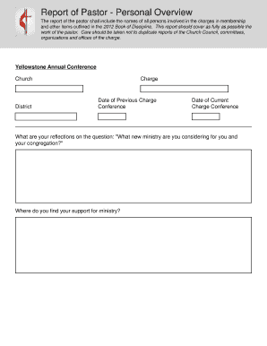 Pastor Annual Report Form