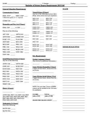 Bachelor of Science Degree Requirements Form