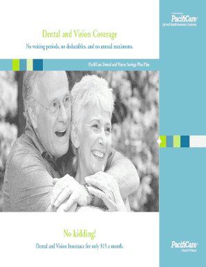 PacifiCare Dental and Vision Savings Plus Plan Application