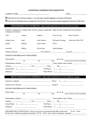 Patient Vision Insurance Form