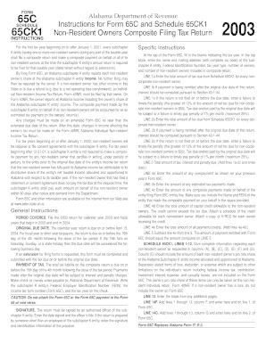 Alabama Form 65C Non-Resident Owners Composite Filing Tax Return