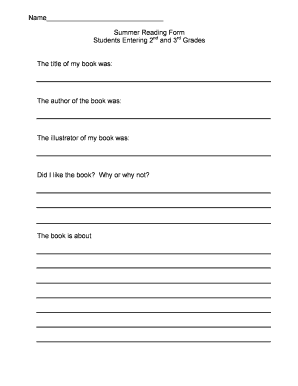 Summer Reading Form