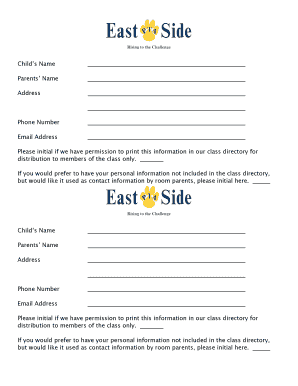Class Directory Permission Form