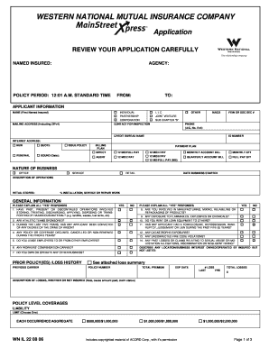 Western National Mutual Insurance Application Form