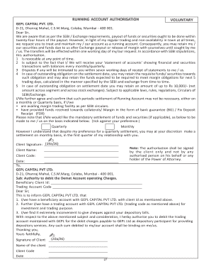 Running Account Authorization Form