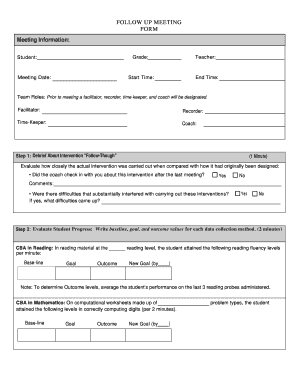 Follow Up Meeting Form