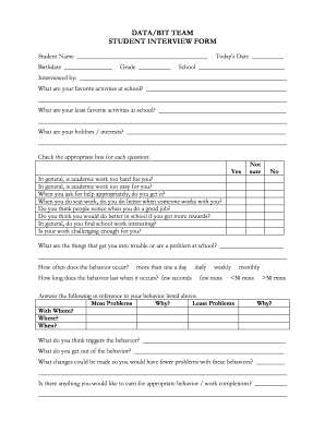 Student Interview Form