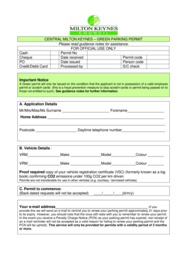 Green Parking Permit Application