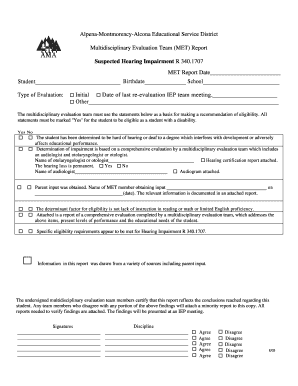 Multidisciplinary Evaluation Team Report