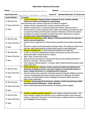 Teacher Observation Form