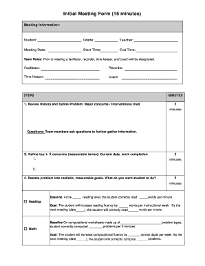 Initial Meeting Form
