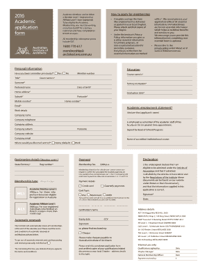 Australian Institute of Architects Academic Membership Application