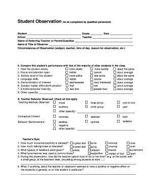 Student Observation Form