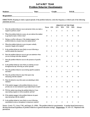 Problem Behavior Questionnaire