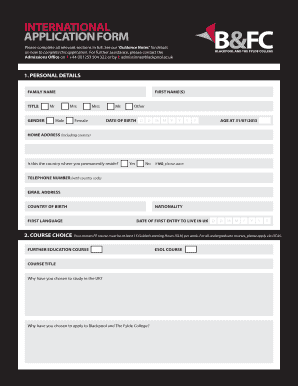 International Student Application Form
