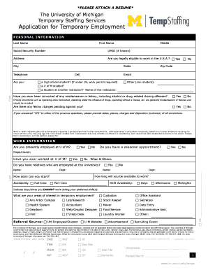 University of Michigan Temporary Staffing Application