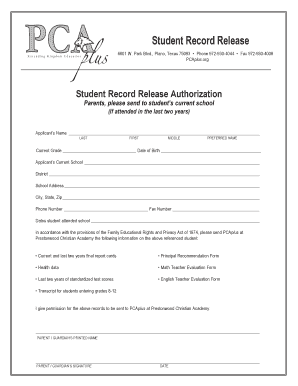 Student Record Release Authorization