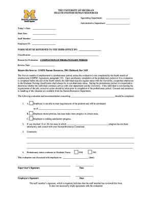 University of Michigan Probationary Period Evaluation Form