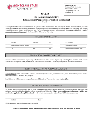 2014-15 Verification Worksheet