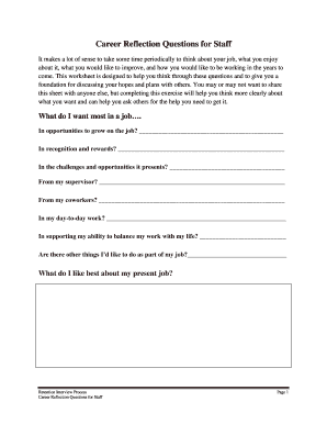 Career Reflection Questions for Staff