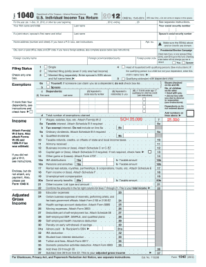 US Individual Income Tax Return Form 1040