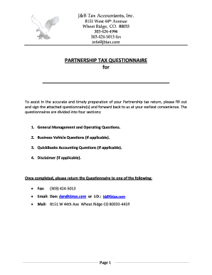 Partnership Tax Questionnaire