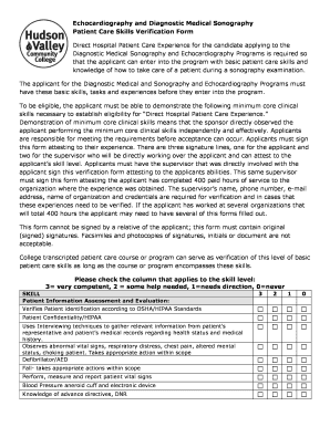 Patient Care Skills Verification Form