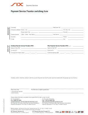 Payment Service Provider Switching Form
