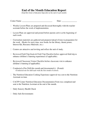 End of Month Education Report
