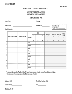 Caribbean Advanced Proficiency Examination Form