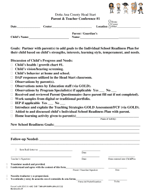 Doña Ana County Head Start Parent Teacher Conference Form