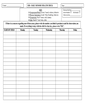 EHS Daily Sensory Health Check