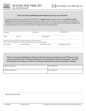AFSCME Paid Time Off Sell-Back Request