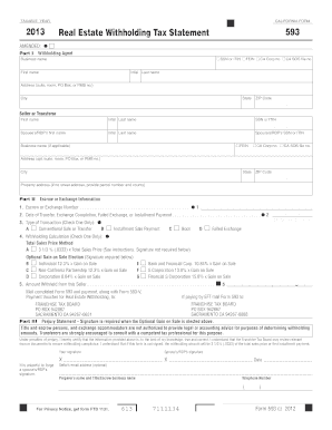 California Real Estate Withholding Tax Statement 593