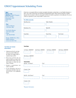 GMAT Appointment Scheduling Form