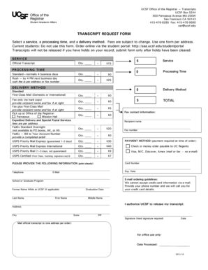 UCSF Transcript Request Form