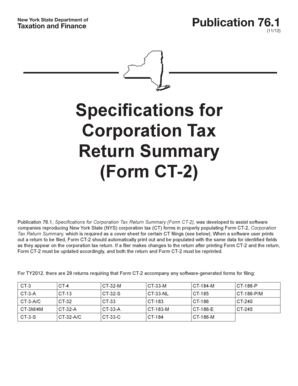 Fillable Online Specifications for Corporation Tax Return Summary Form ...