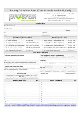 Backing Track Order Form