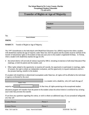 Transfer of Rights at Age of Majority