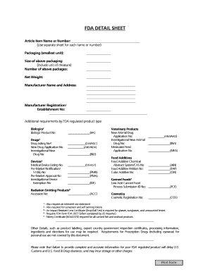 FDA Detail Sheet