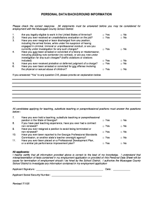 Muscogee County School District Employment Application