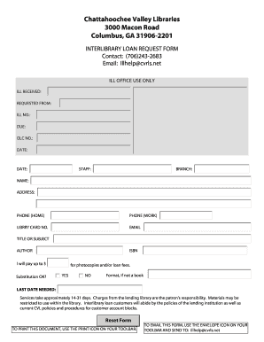 Interlibrary Loan Request Form