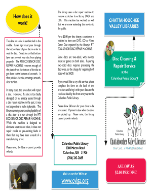 Chattahoochee Valley Libraries Disc Repair Service Form