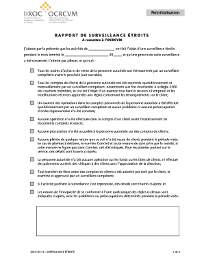 Rapport de surveillance étroite