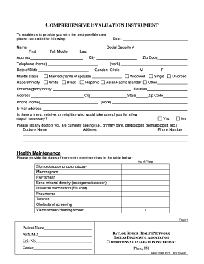 Comprehensive Evaluation Instrument