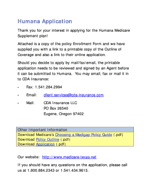 Humana Medicare Supplement Enrollment Form